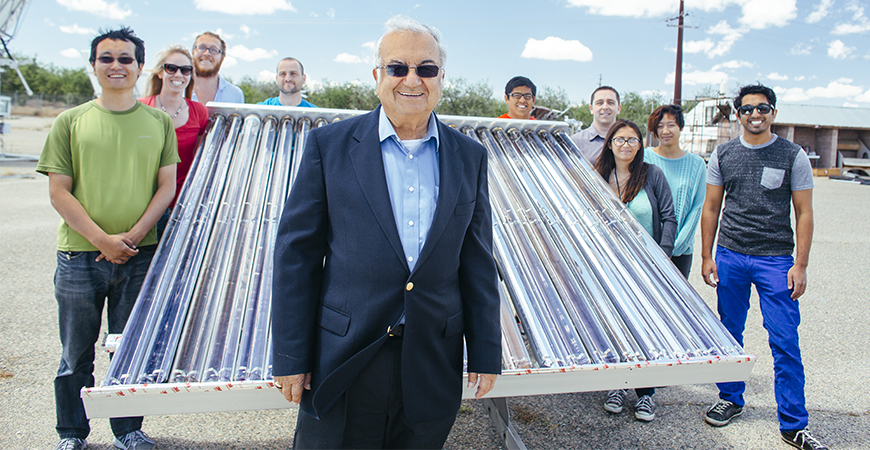 Professor Roland Winston and students